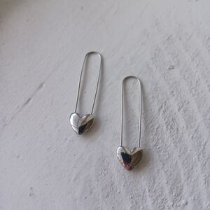 New Silver Heart Drop Earrings